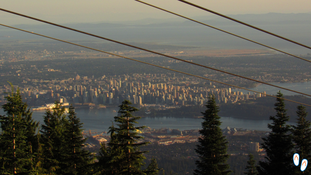 Vista de cima da Grousa Mountain, em Vancouver